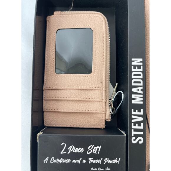 Steve Madden Womens Blush 2 Piece Card Case Travel Pouch Gift Set NEW - Picture 3 of 12